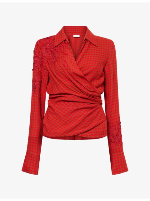 Dries Van Noten Cadea Embellished Wrap Woven Shirt
