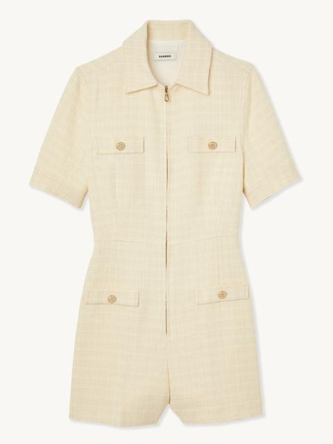 Sandro Tweed zip-up playsuit