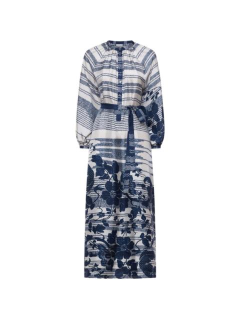 Pierre-Louis Mascia Aloe belted floral-print midi shirt dress