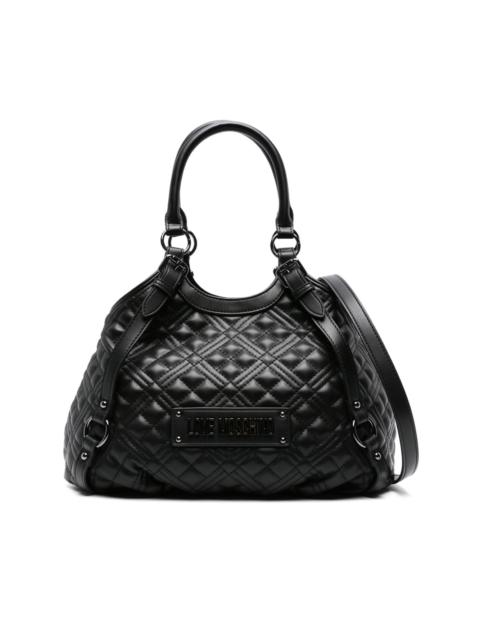 Moschino logo-lettering quilted shoulder bag