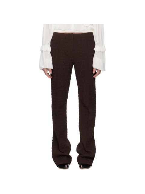 TORY BURCH Brown Wool Silk Slim Trousers