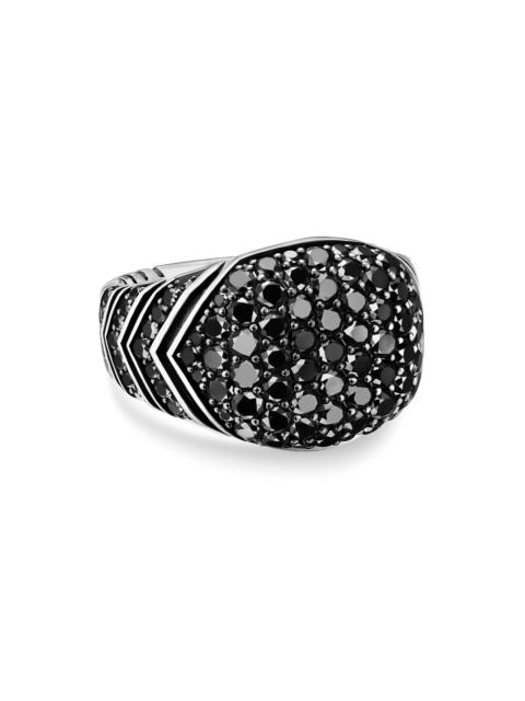 DAVID YURMAN Men's Chevron Signet Ring in Sterling Silver - Black Diamond
