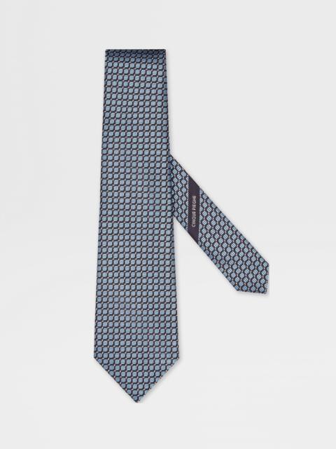 ZEGNA LIGHT BLUE CINQUE PIEGHE SILK TIE