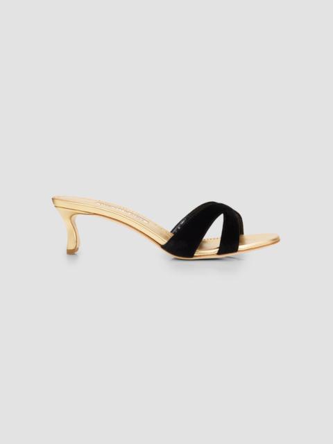 Manolo Blahnik Women's Callydramu 50MM Slanted-Heel Sandals - Black Gold