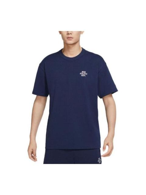 Nike Men's Nike Logo Alphabet Printing Round Neck Short Sleeve Deep Navy Blue T-Shirt FD0306-410