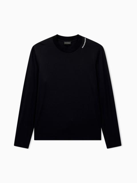 EMPORIO ARMANI MODAL JERSEY SHIRT WITH EMBROIDERED LOGO ON NECKLINE