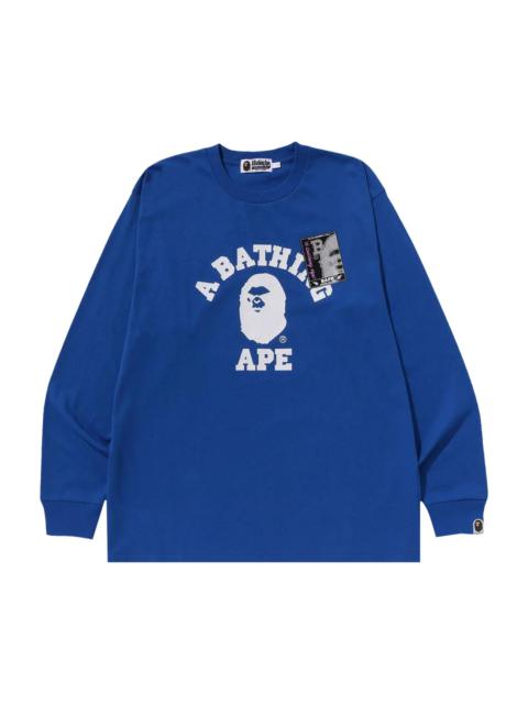 BAPE Mad Face College Long-Sleeve Tee 'Blue'