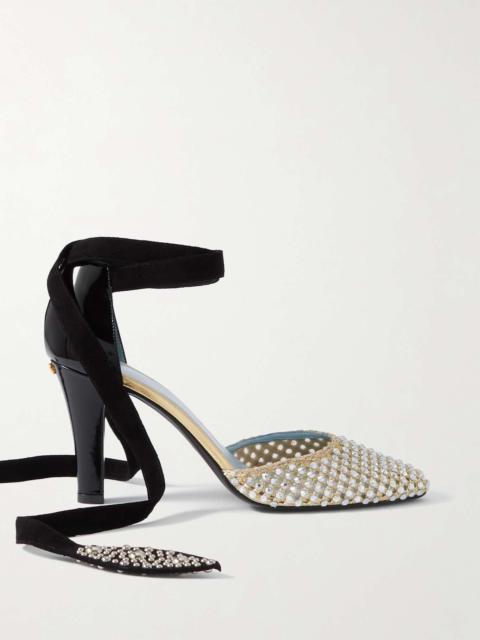 パンプス VALENTINO TWO-TONE LACE AND LEATHER FOLIEFOLIAGE PUMPS Valentino Garavani Two-tone Lace And Leather Foliefoliage