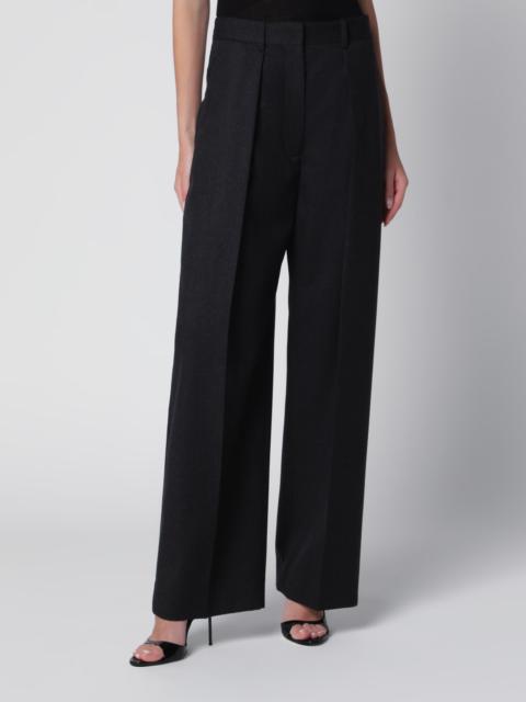 Victoria Beckham Cecilia Trousers in Dark Grey Mélange Wool