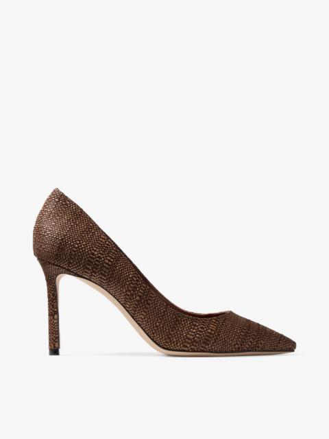 JIMMY CHOO Romy 85 Tan Fine Raffia Pumps
