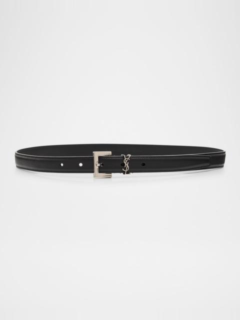 SAINT LAURENT YSL Cintura Box Leather Belt