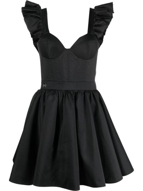 PHILIPP PLEIN draped-neck pleated mini dress