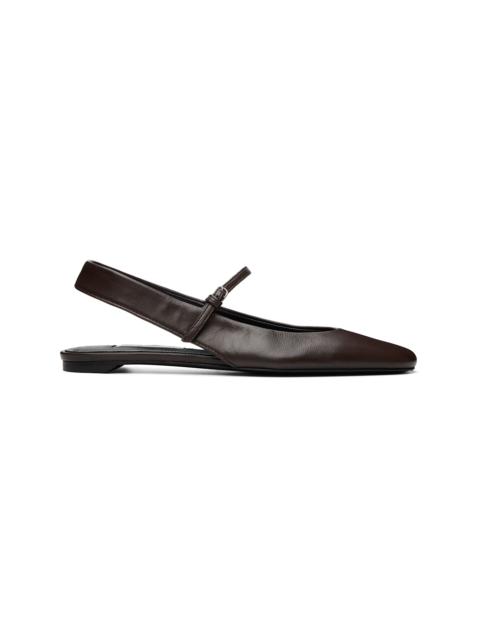 TOTEME Brown Slingback Nappa Mary Jane Ballerina Flats