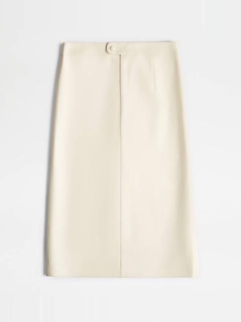 Tod's SKIRT IN LEATHER - WHITE