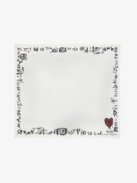 Alexander McQueen Tree Graffiti Foulard in White/black