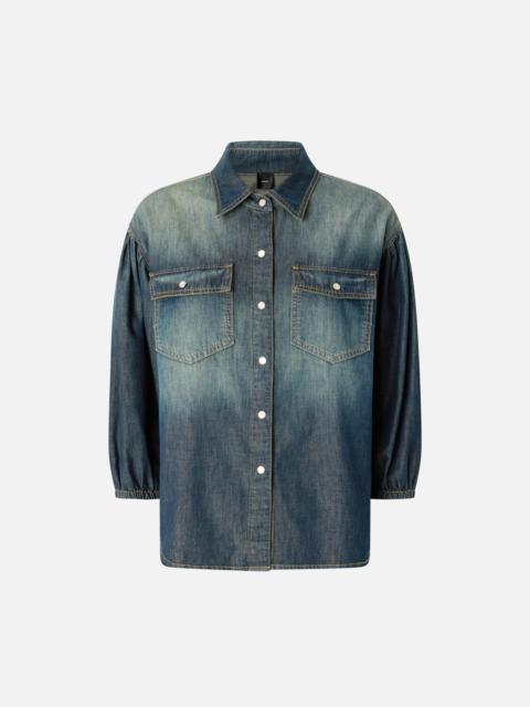 PINKO DENIM SHIRT WITH BALLOON SLEEVES