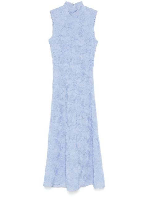 ROTATE floral-appliqué mesh maxi dress