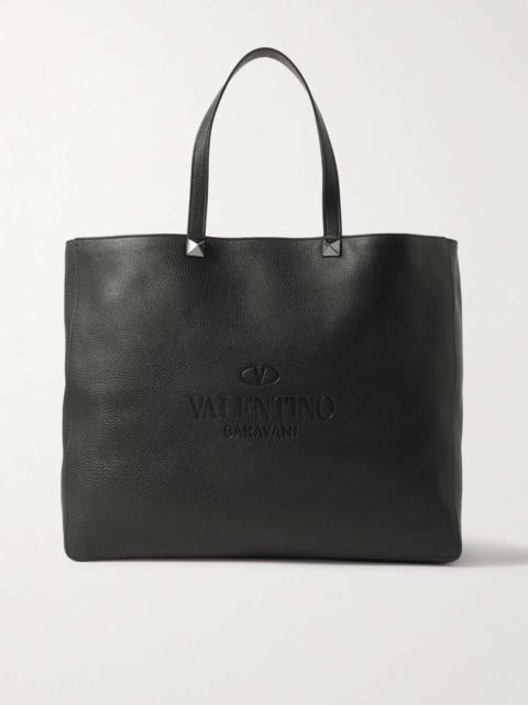 Valentino Valentino Garavani Reversible Logo-Debossed Full-Grain Leather Tote Bag