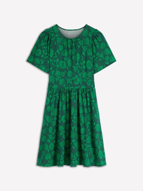 BODEN Louisa Short Jersey Dress-Midnight Teal, Floral Frenzy