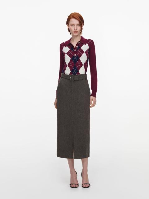 self-portrait Burgundy Argyle Lightweight Jumper