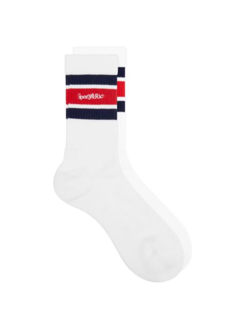 Sporty & Rich Sporty & Rich Serif Logo Striped Socks
