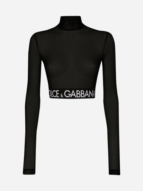 Tulle turtle-neck top