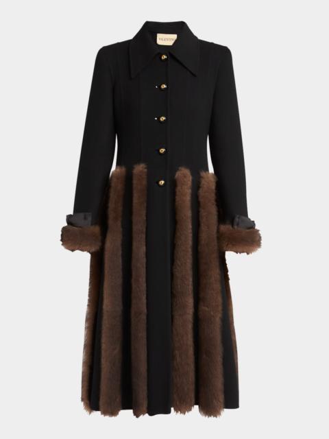 Valentino Sheep Shearling-Trim Cashmere Coat
