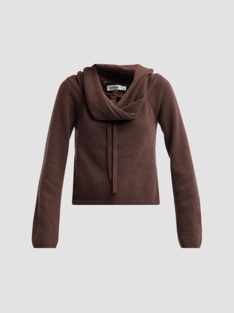 SIMKHAI Women's Cambria Wool-Cashmere Cowlneck Top - Chocolate