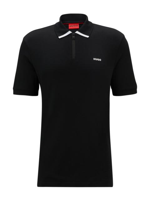 HUGO COTTON-PIQUÉ POLO SHIRT WITH CONTRAST LOGO