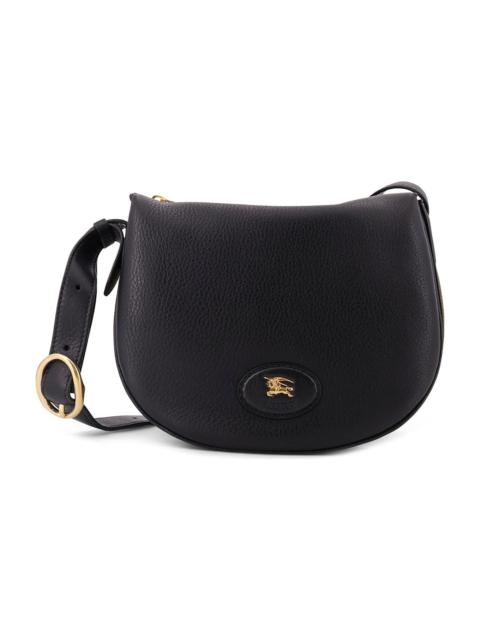 Hammered Leather Crossbody Bag With Logo Patch