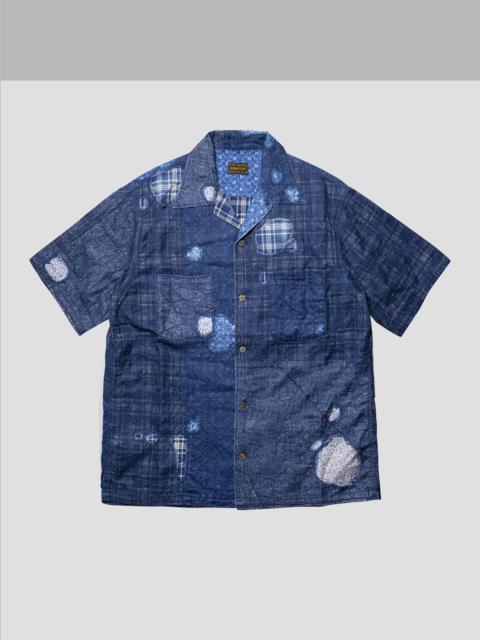 INDIGO PATCHWORK RAW BORO HAWAIIAN SHIRTS