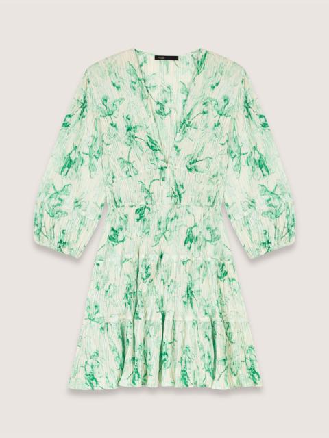 maje Patterned pleated mini dress