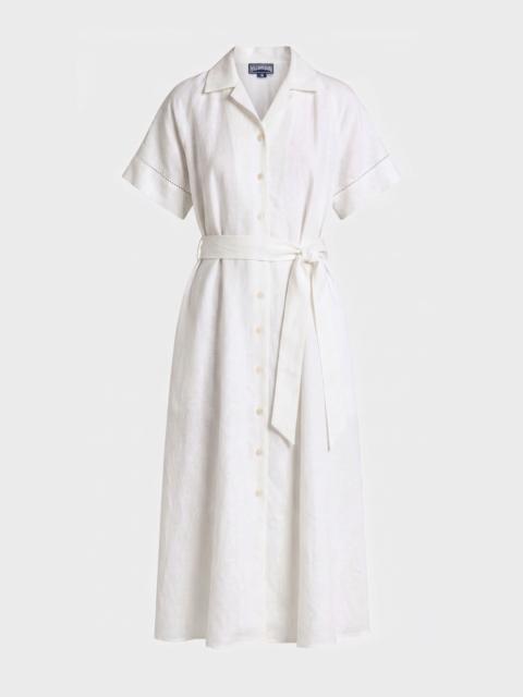 Vilebrequin WOMEN LONG LINEN SHIRT DRESS SOLID