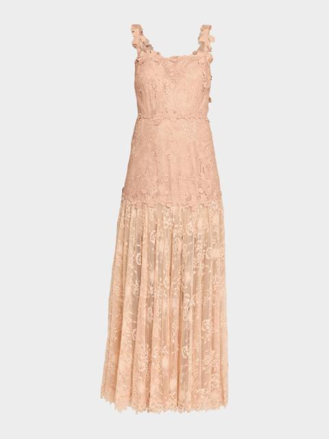 KOBI HALPERIN Ana Sleeveless Square-Neck Lace Maxi Dress