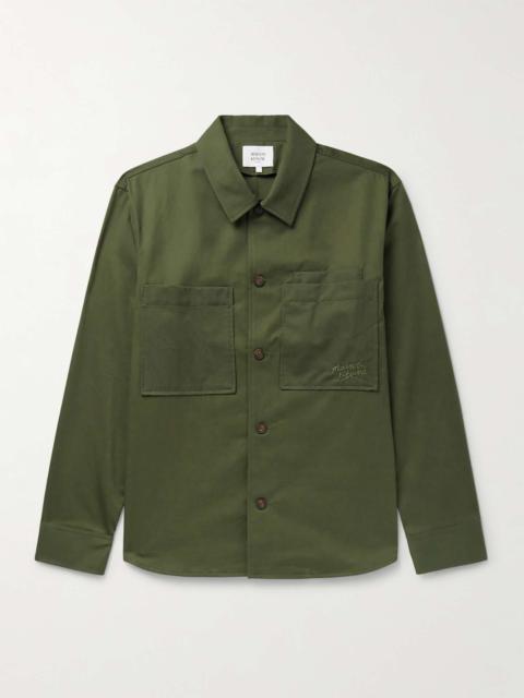 Maison Kitsuné Logo-Embroidered Cotton-Twill Overshirt