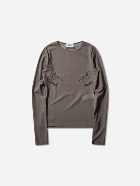 Jean Paul Gaultier Women's Sequin Needles Top Dark Grey