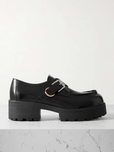 Givenchy Voyou Monk crystal-embellished leather platform loafers Black