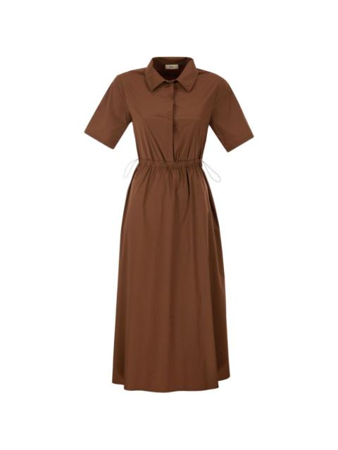 Herno shirt-collar drawstring dress