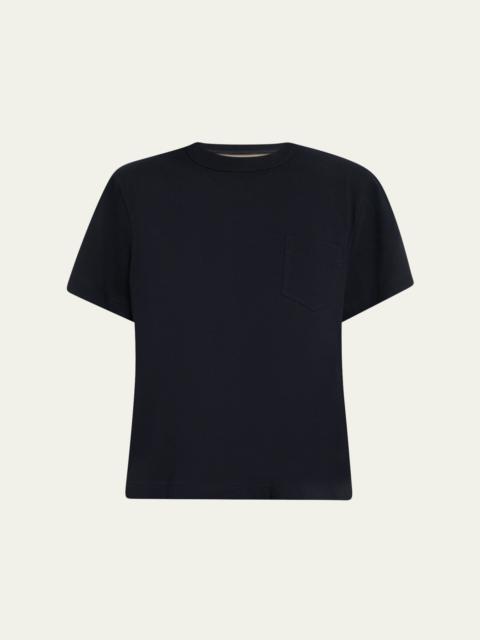 Hybrid Satin Ruffle Back Knit Front T-Shirt