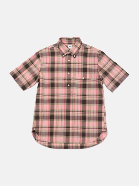 J. PRESS PINK & GREEN MADRAS POPOVER SPORT SHIRT - TRIM FIT