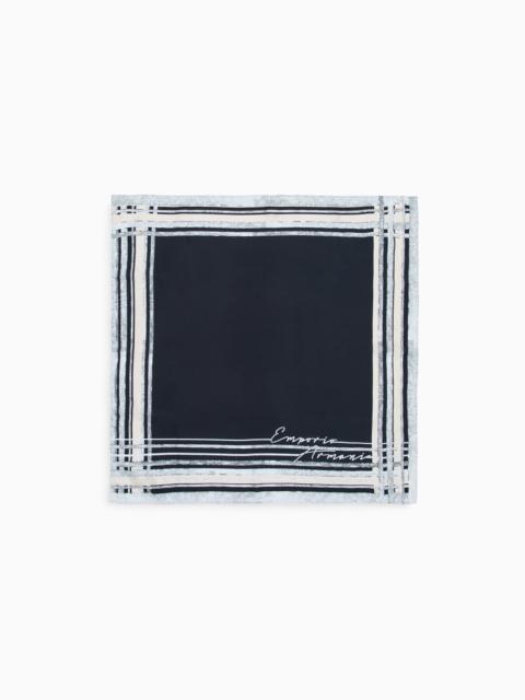 EMPORIO ARMANI PURE SILK FOULARD WITH A FRAME PRINT