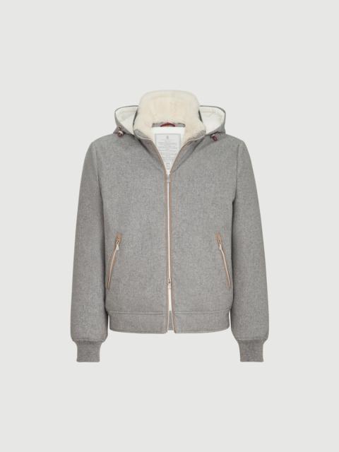 Brunello Cucinelli Bonded wool flannel down jacket with detachable hood