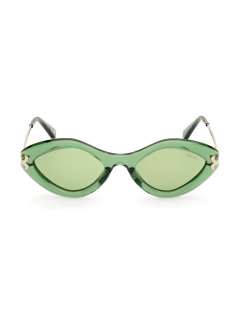 PUCCI Women's Pucci 54MM Geometric Sunglasses - Translucent Green Green