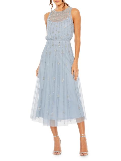 MAC DUGGAL Women's Crystal-Embellished Tulle Midi-Dress - Powder Blue