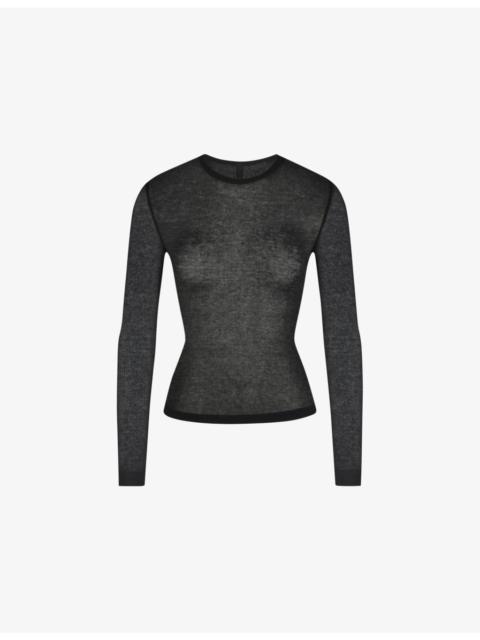 SKIMS Sheer Rib Long-Sleeve Jersey Top