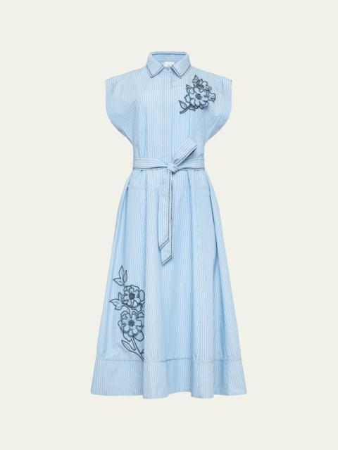 Cinq à Sept Callie Pinstripe Floral Midi Dress