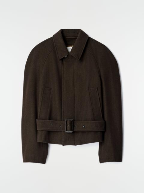 Lemaire SHORT BELTED COAT IN WOOL AND COTTON TWILL