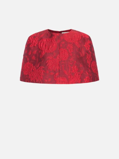 EMILIA WICKSTEAD Virginie Cape in Red Floral Cloque