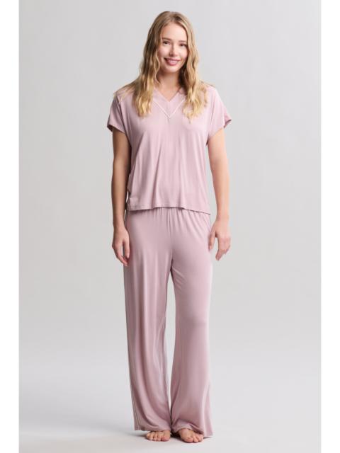 Barefoot Dreams Luxe Milk Jersey® Piped Short Sleeve Pant Set