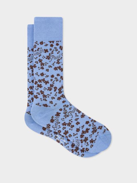 Sky Blue 'Logo Floral' Socks